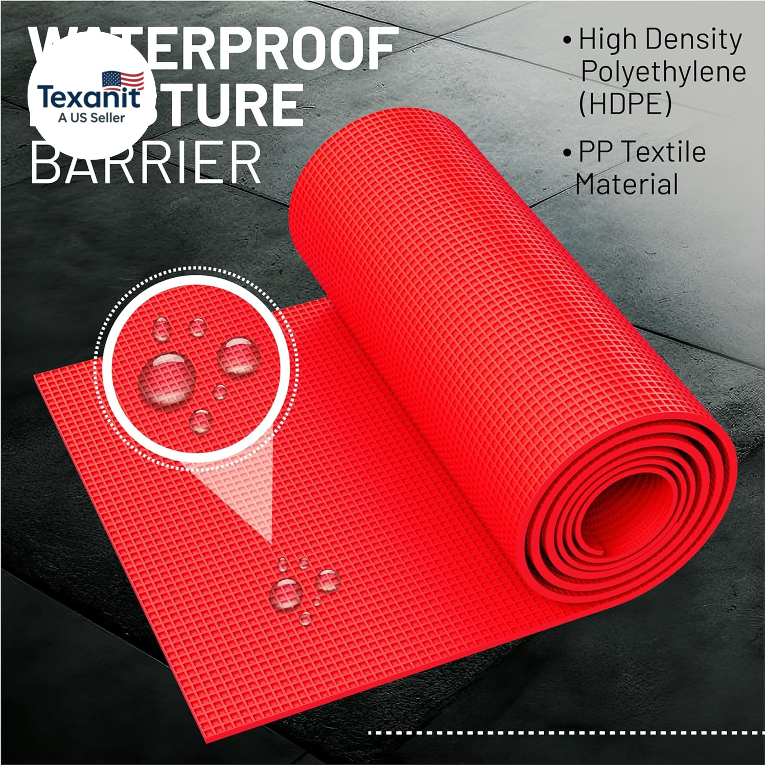 1/8” Uncoupling Membrane for Tile, Stone, Concrete, Shower Walls, Bathroom Floor