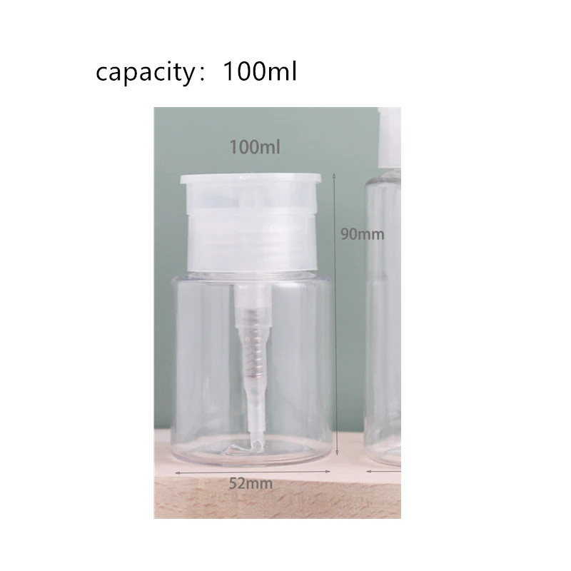 Refillable Push-Top Pump Bottles for Nail Polish & Makeup Remover 100ml