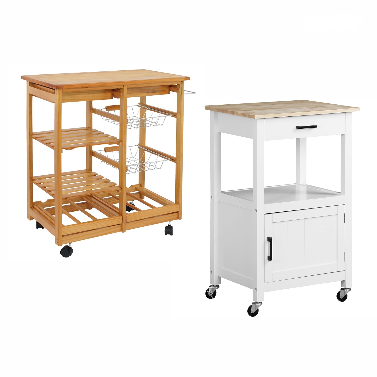 Kitchen Storage Island Cart Dining Trolley Rolling Swivel Wheels Storage Shelf