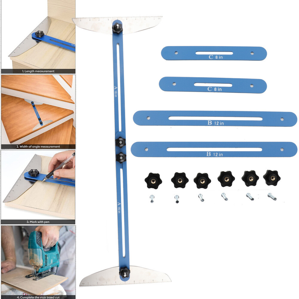 Stair Treads Gauge Template Tool Stair Jig Measuring Stair Shelf Scribe 11-60"