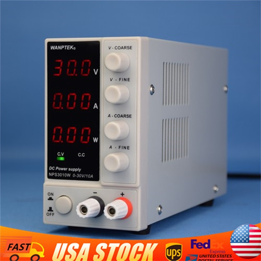 30V 10A Adjustable Lab DC Power Supply Variable Regulated Benchtop Power Source