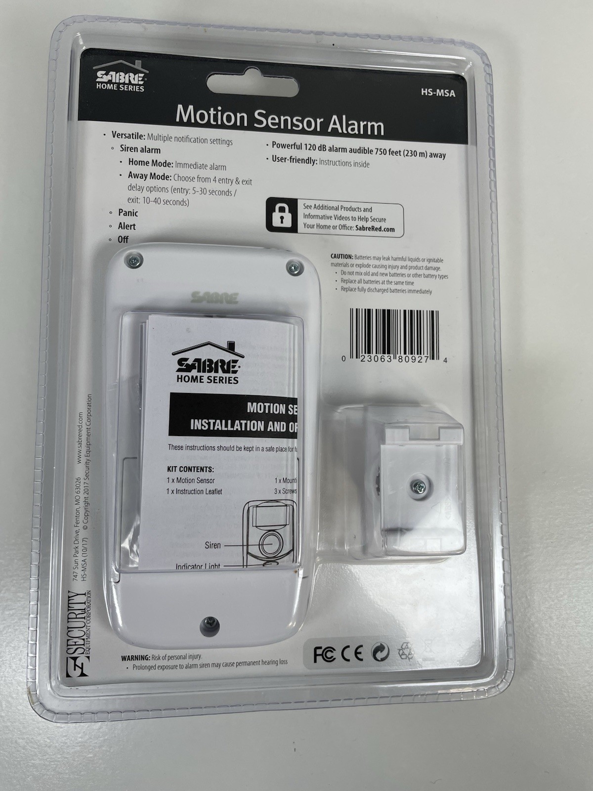Sabre Motion Sensor Alarm with Keypad HS-MSA 120db