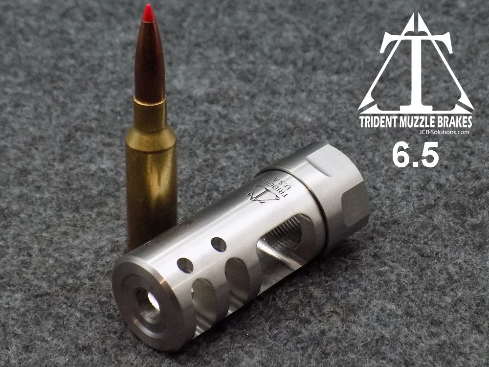 5/8x24 Self Timing 6.5 cal. Stainless Steel Muzzle brake Made in the U.S.A.