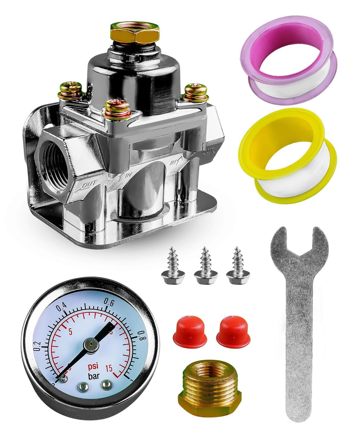 Adjustable Fuel Pressure Regulator Carburetor with Gauge Fit for Holley and Edel