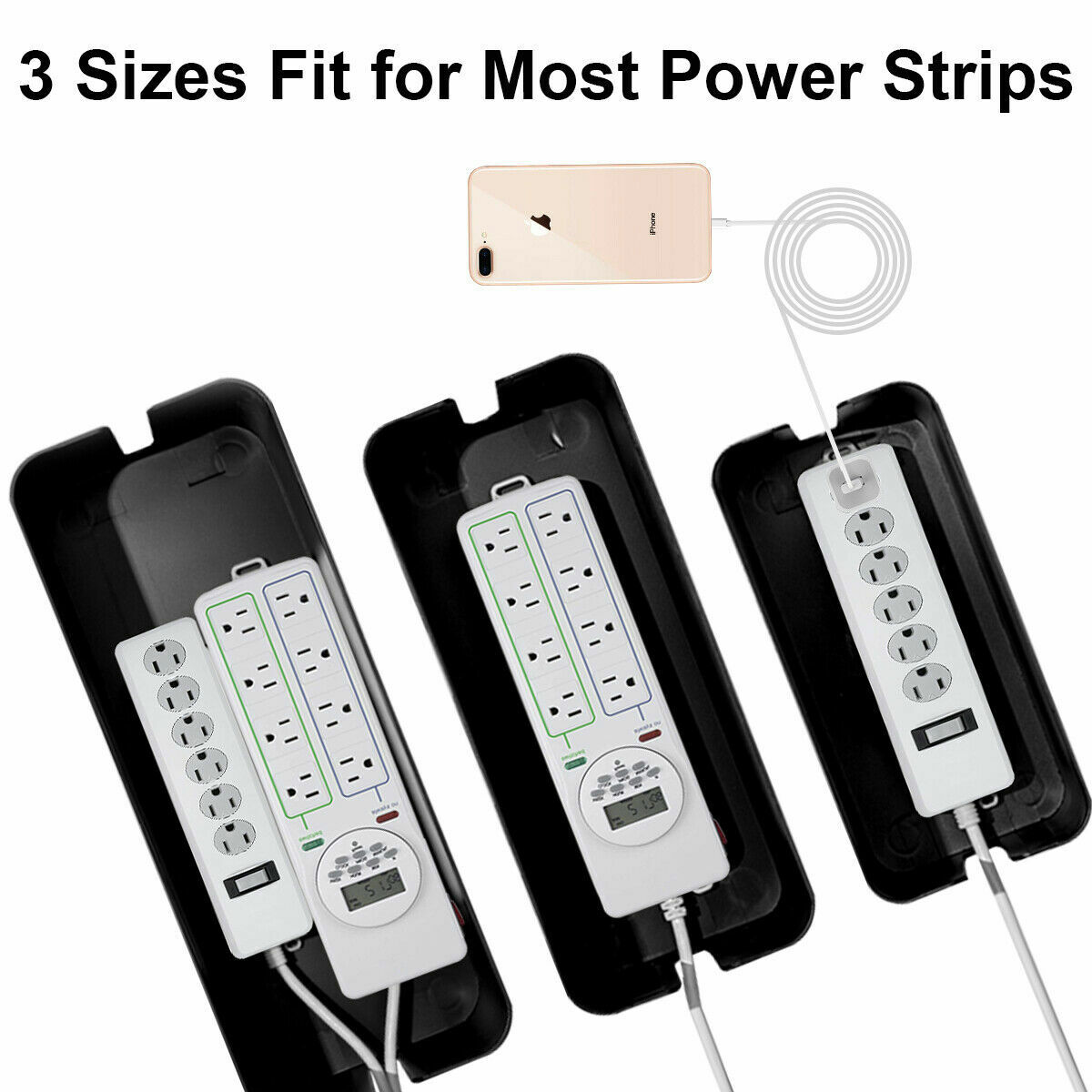 Cables Management Storage Box Set 3 Size Power Strips Cable Socket Organizer Box