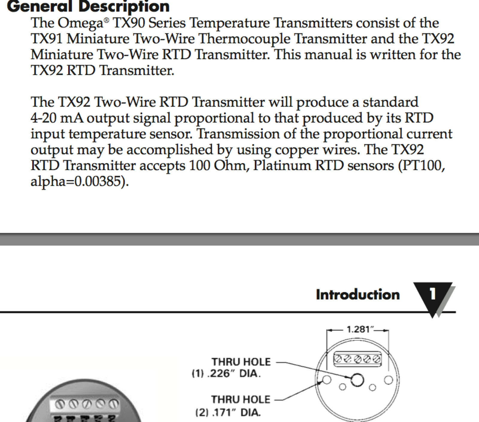 OMEGA TX92 Temperature Transmitter, Range unknown