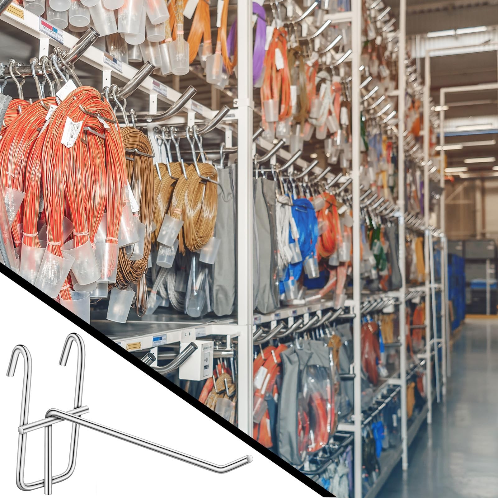 25 PCS 6 Inch Silver Grid Wall Panel Hooks Display Retail Garage Hangers