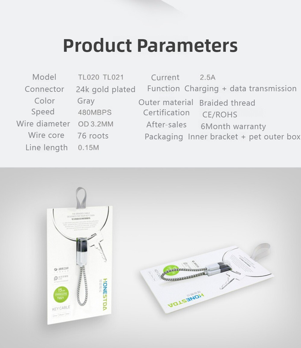 New Mobile Keychain Data Cable Fast Charging Cable for Android MicroUSB Port