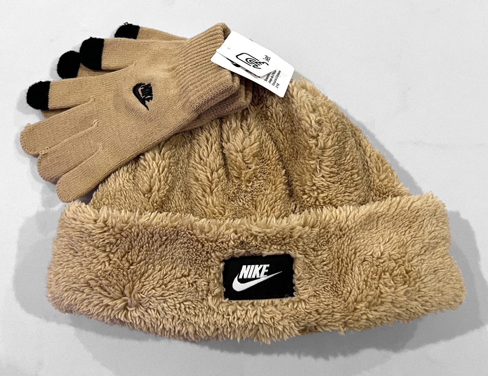 Youth Unisex NIKE Beanie & Texting Gloves Set - Hemp Brown - Size YOUTH OS - NWT