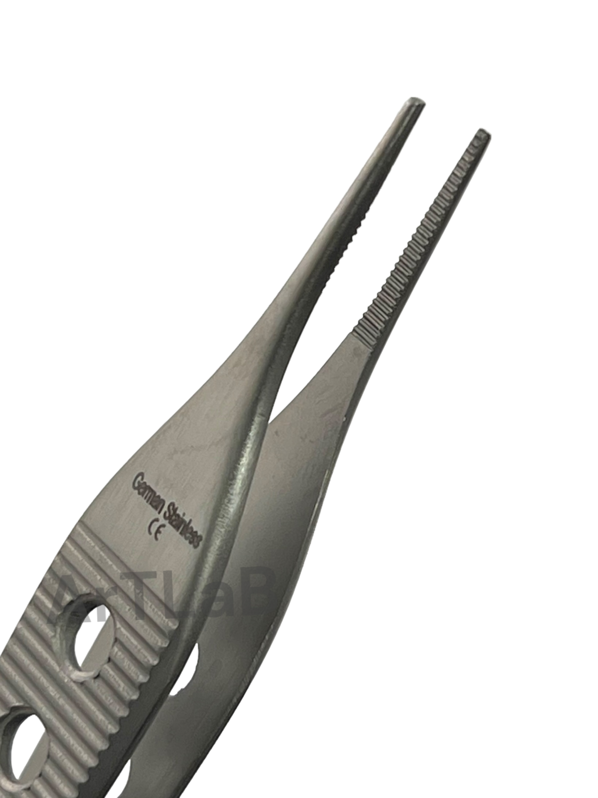 Fine Serrated Tip Adson Dressing Forceps 4.75" w/ Gold Perforated Handle, STR