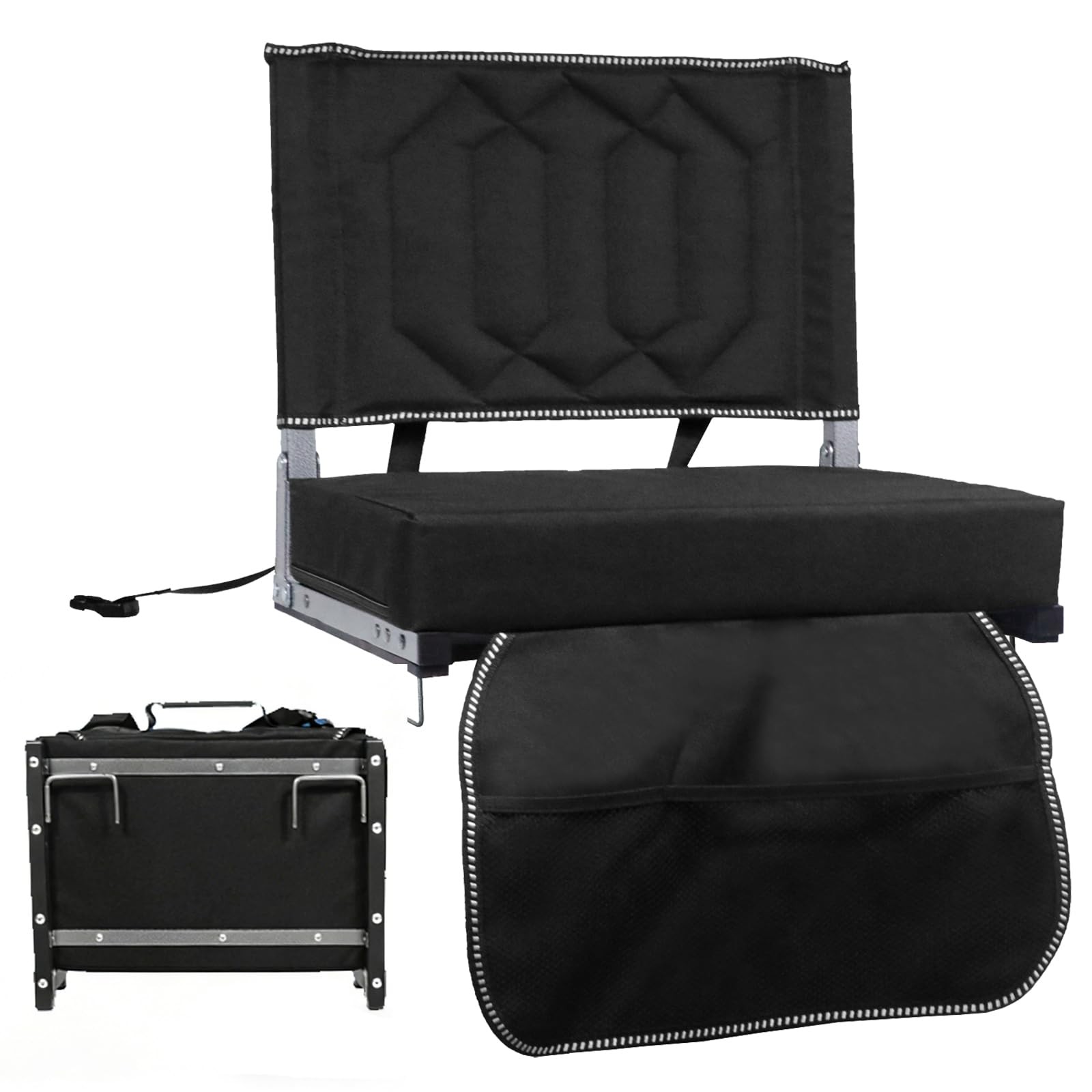 Camping Chair, Padded Stadium Seats Bleacher Chairs with Back and Cushion, 38...