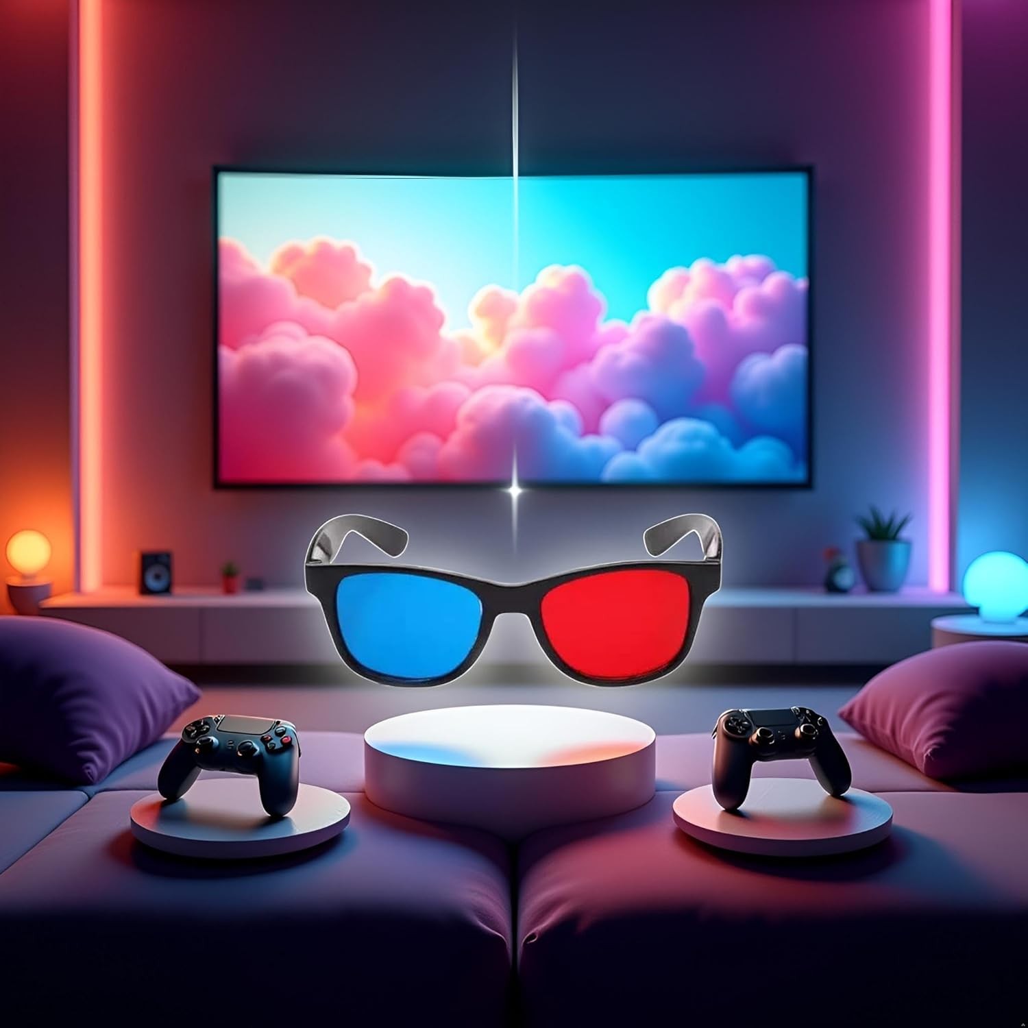 Red Blue 3D Glasses Anaglyph Universal Movie Game Viewing 4 Pack