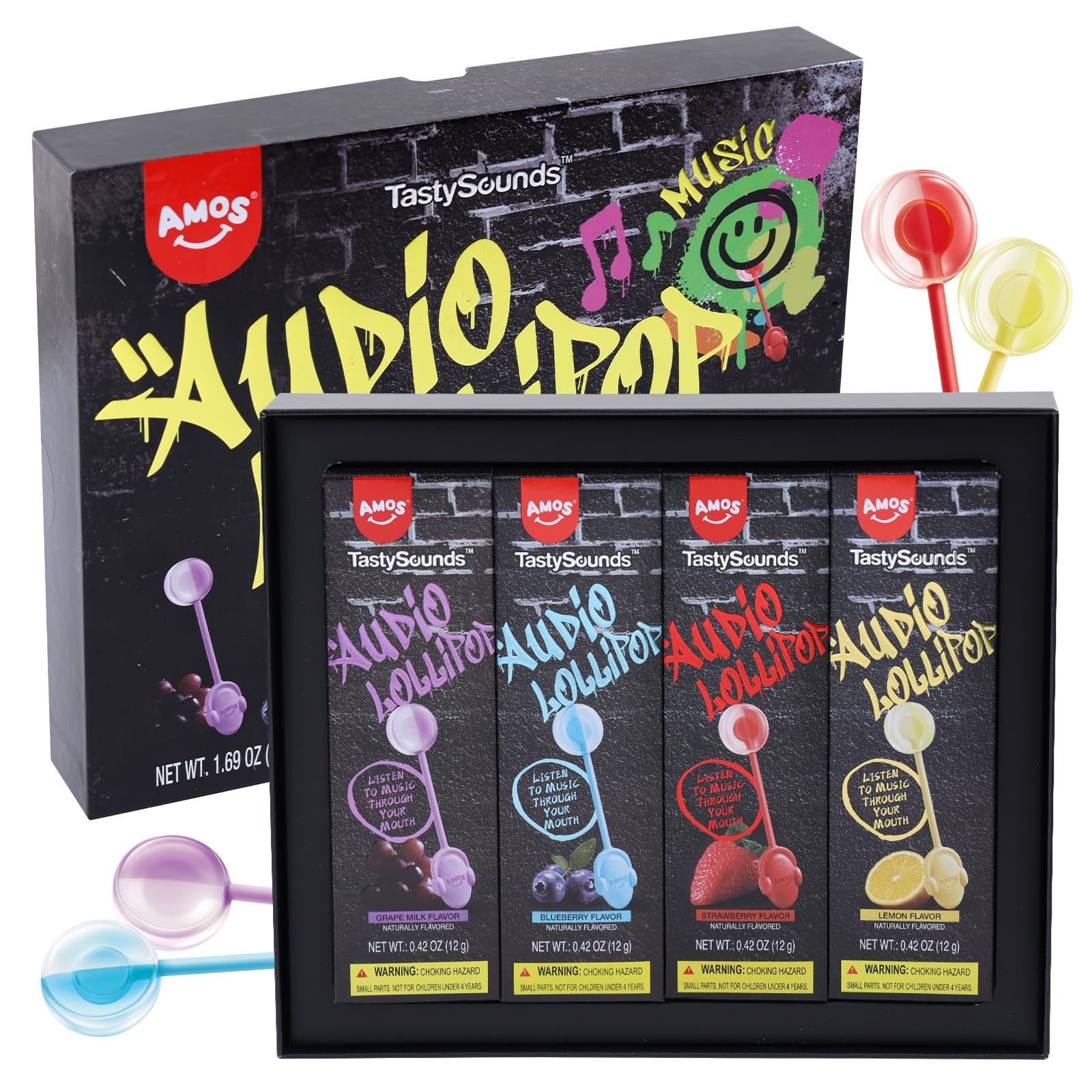 Music Lollipop Candy Suckers – TastySounds Audio Hip Hop Singing Lollipop, As...