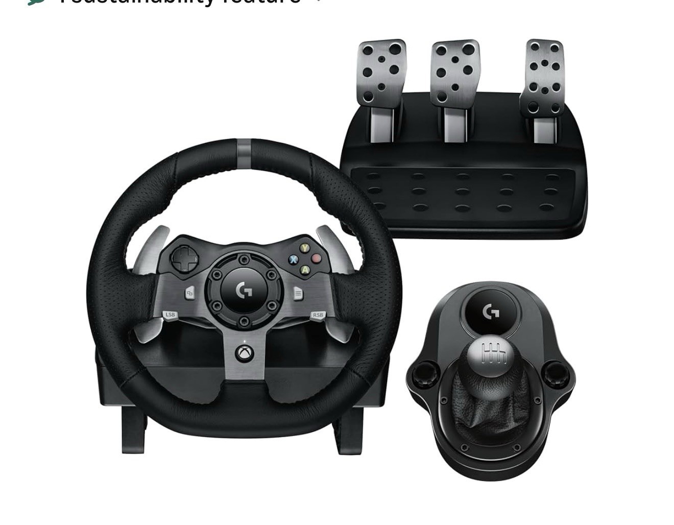 Logitech USB Wired Racing Steering Wheel, Pedals & Shifter Bundle
