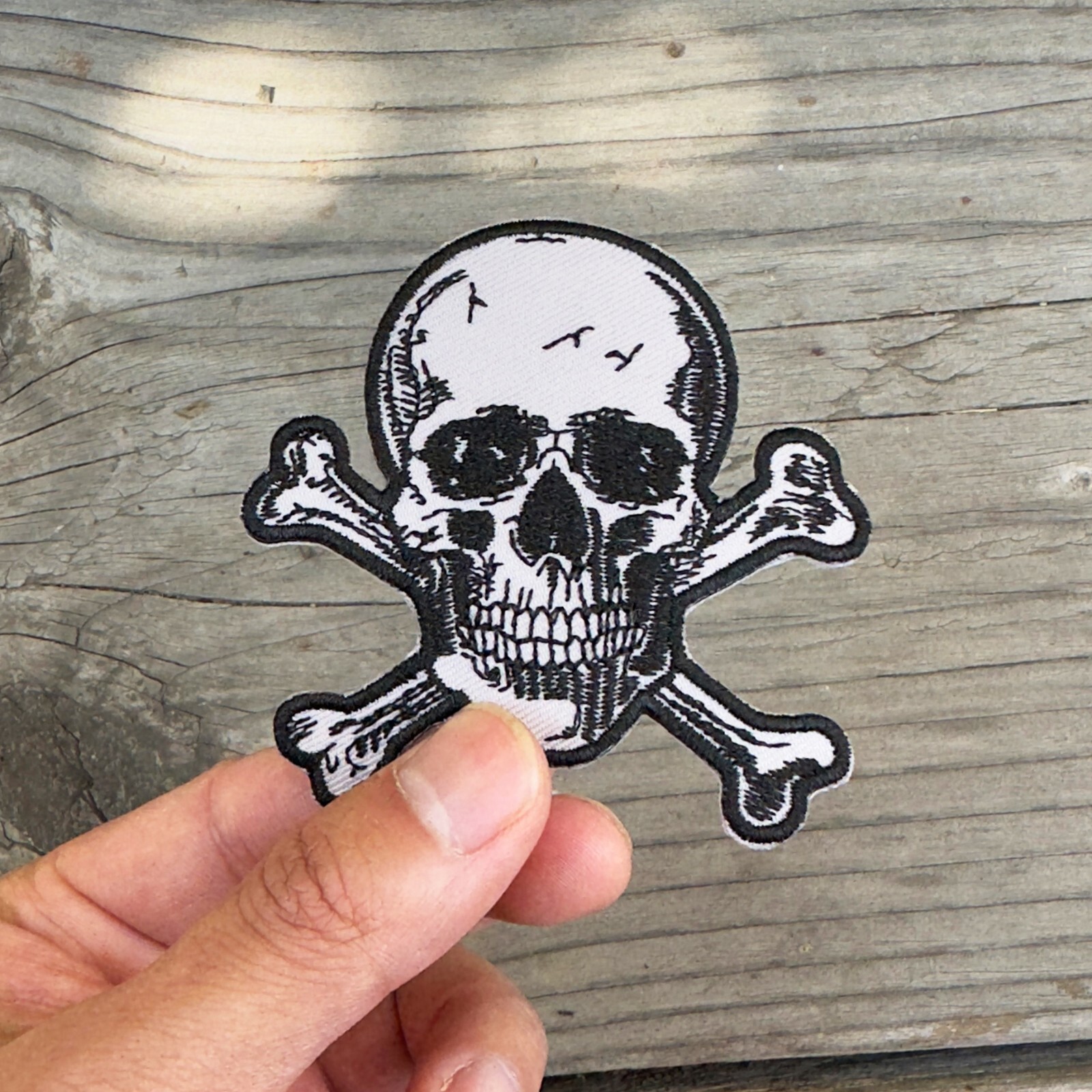 Skull and Crossbones Jolly Roger Embroidered Iron-On Patch