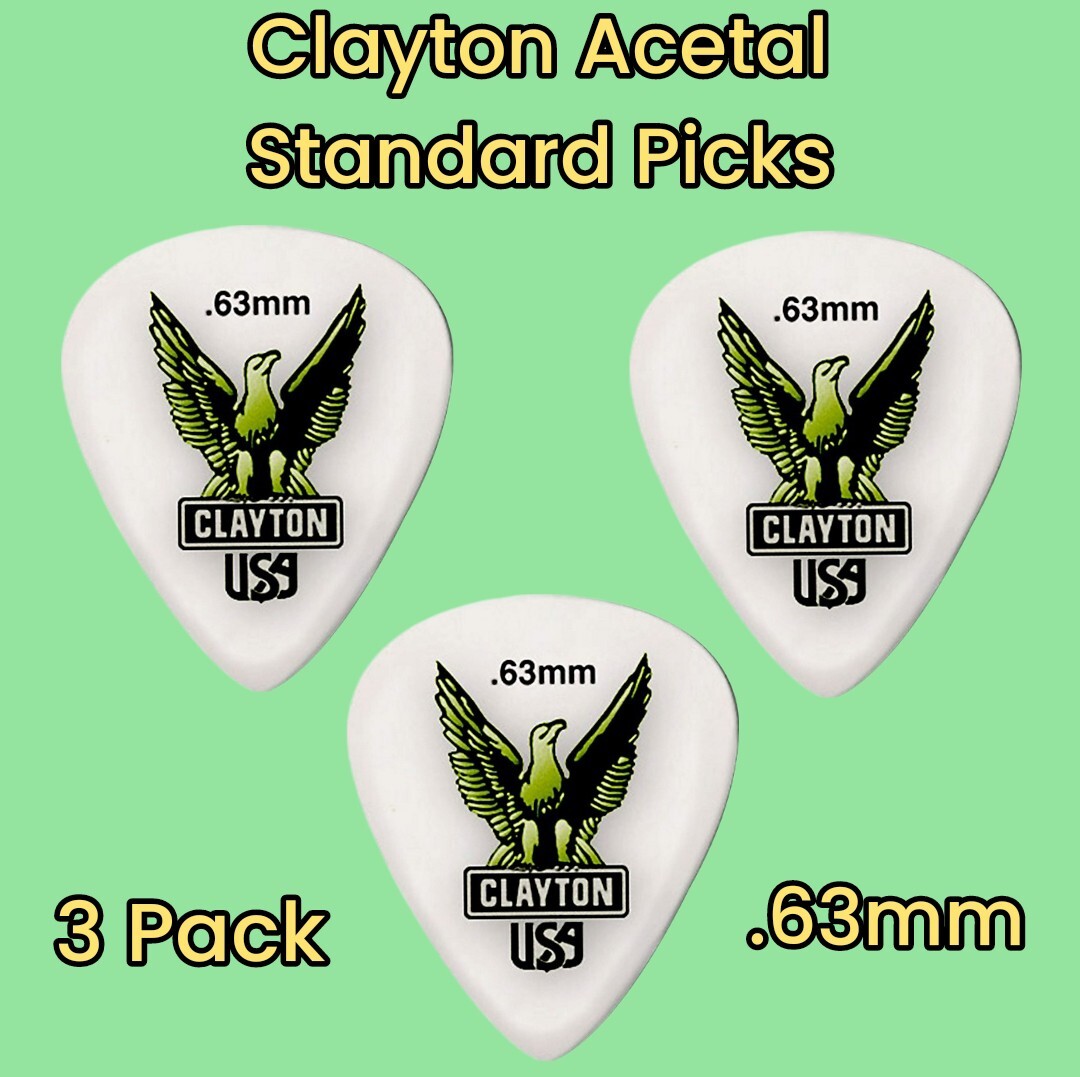 Clayton Acetal Standard Guitar Picks 0.63mm 3 Picks