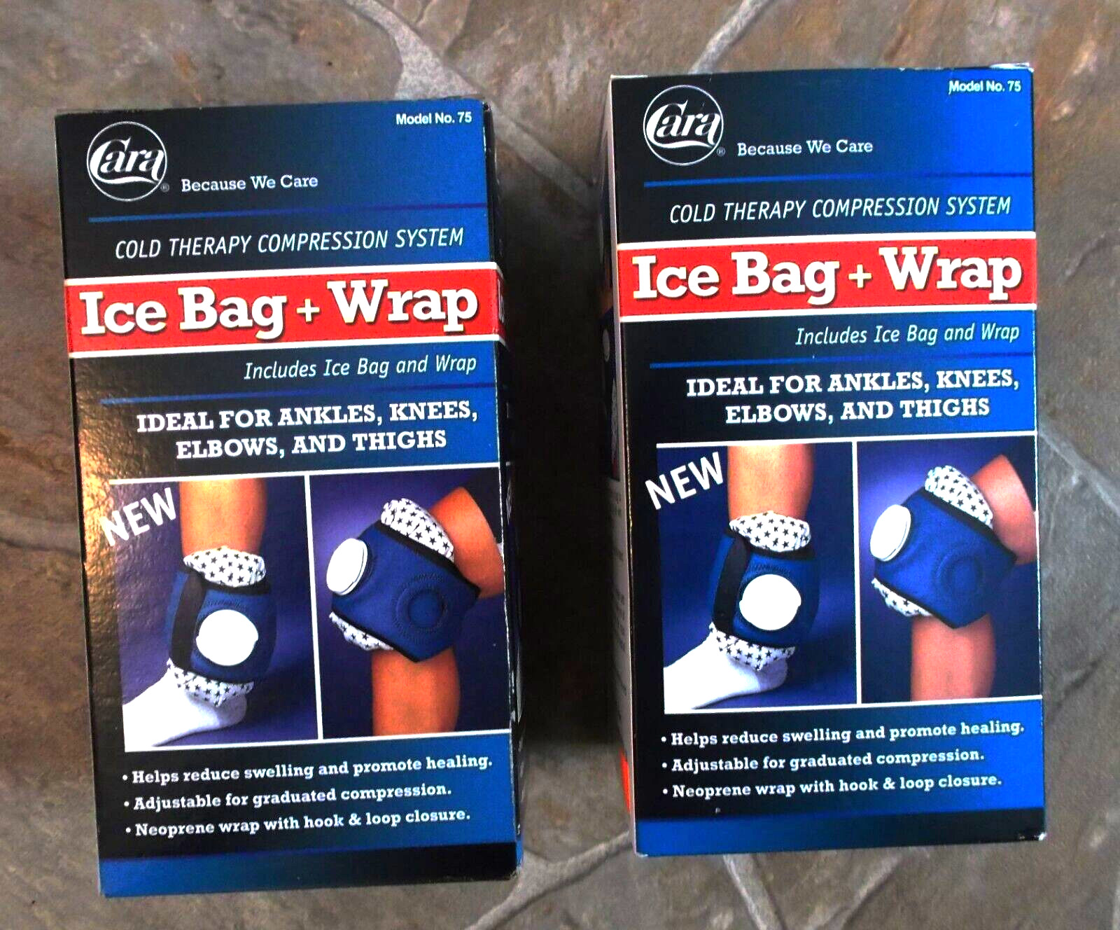 2 Cara Ice Bags for Knees / Elbows ~ Adjustable Cold Therapy Wraps ~ NEW