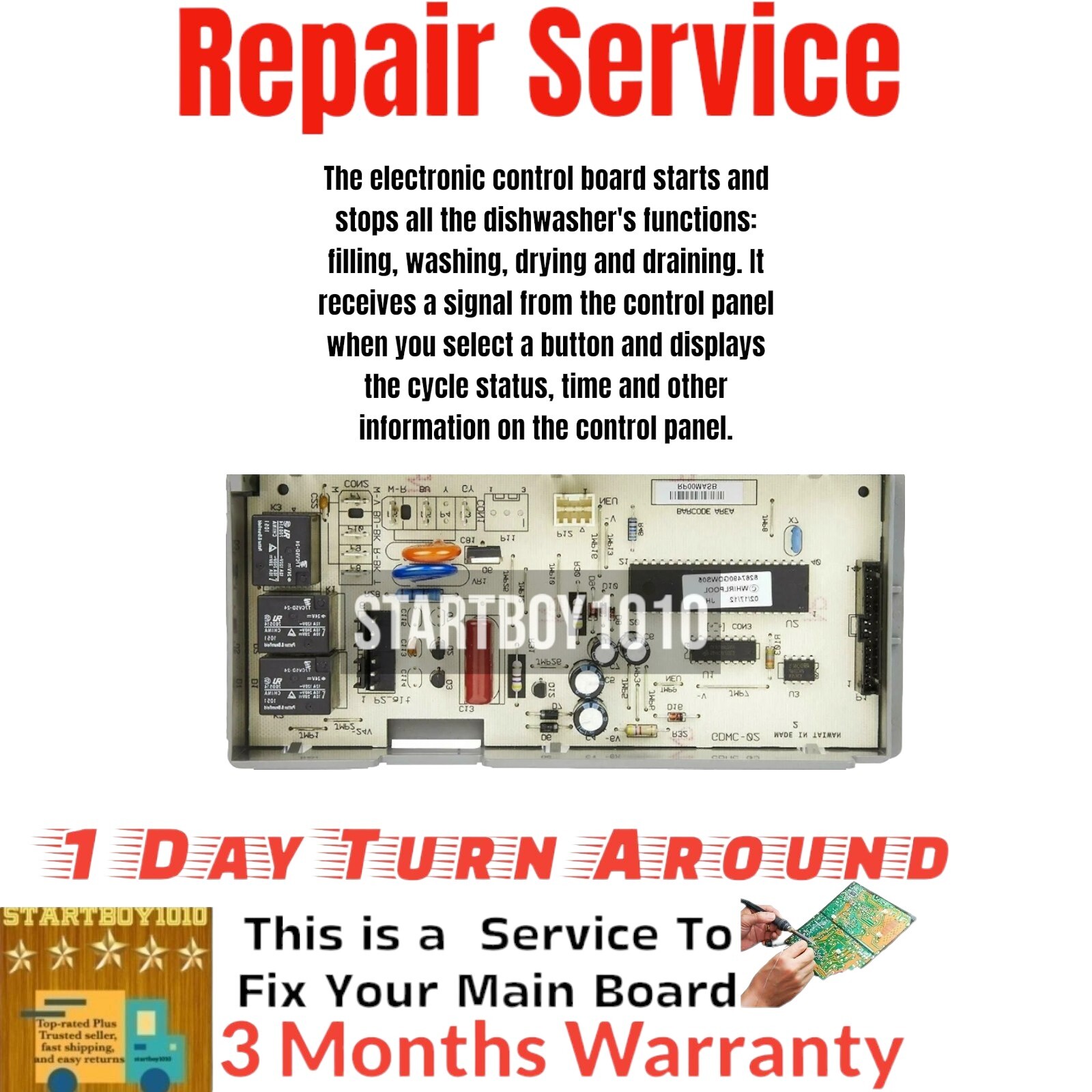 REPAIR SERVICE Dishwasher Control Board 8564543 8564544