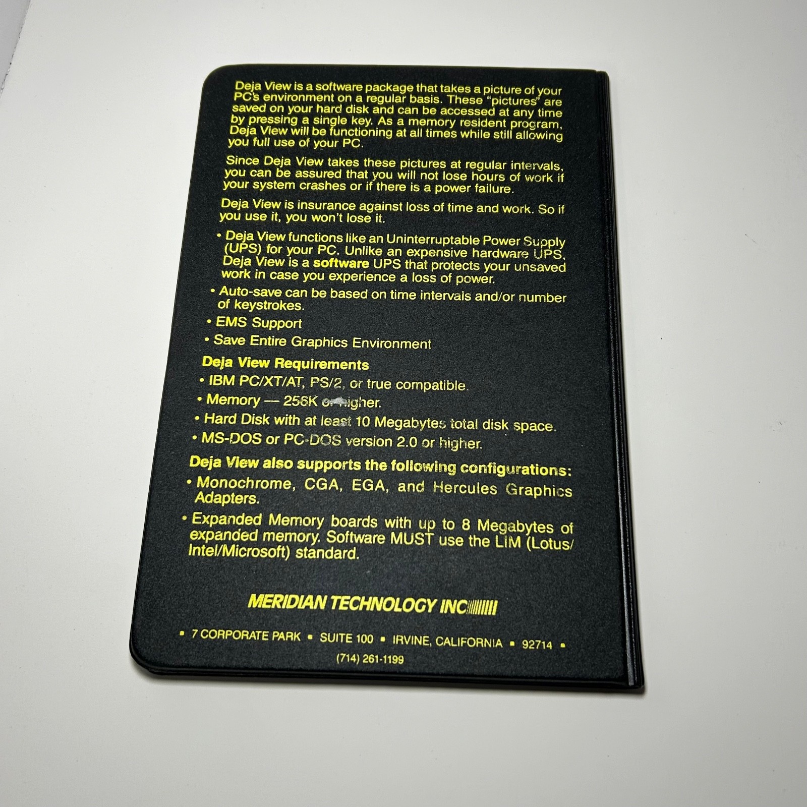 Dejaview Meridian Technology Software v2.0 IBM 5.25" Floppy Disk
