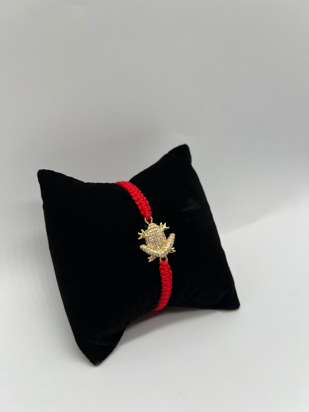 Red Cord Bracelet Braided Textile Frog