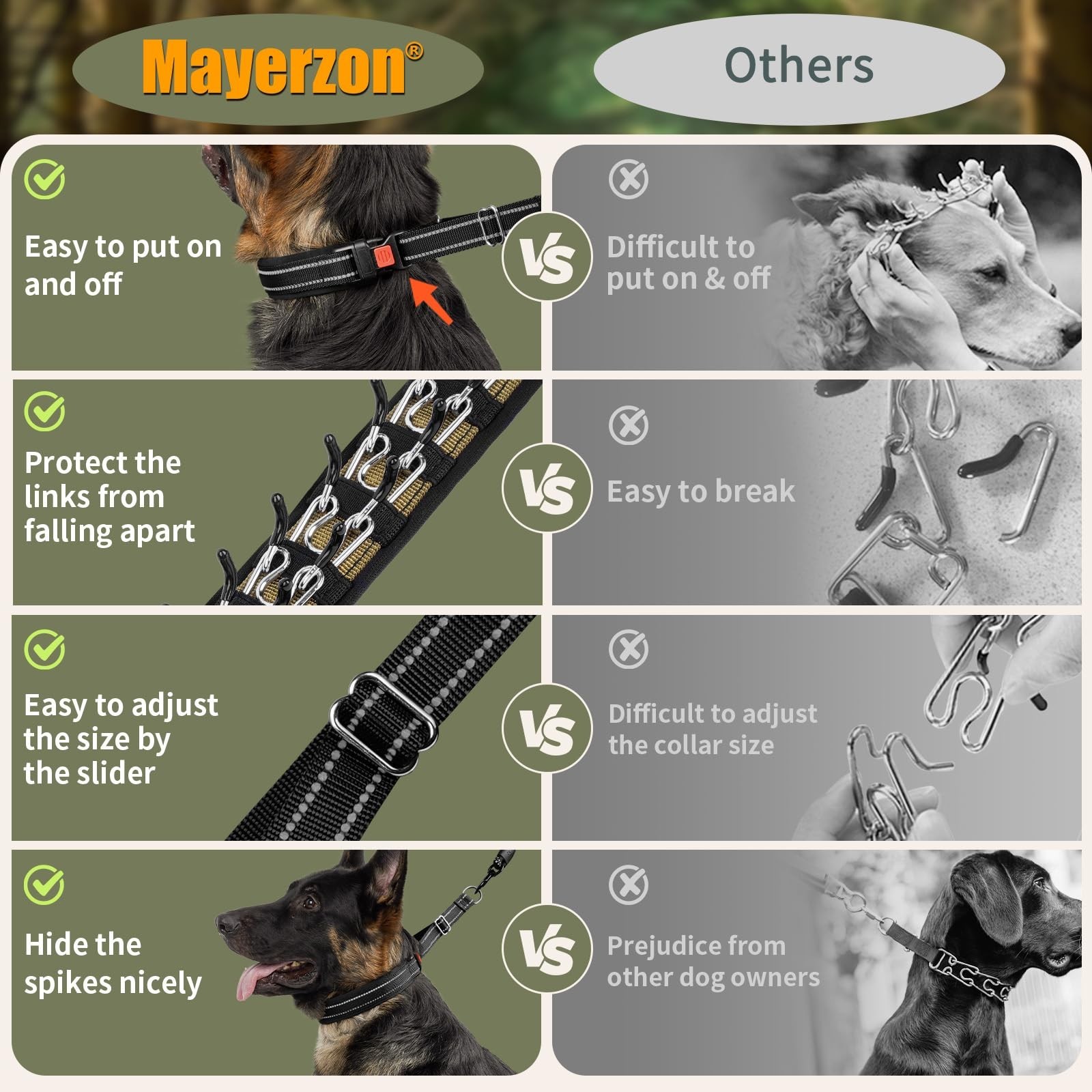 No Pull Martingale Collar for Medium Large Dogs - Adjustable, Reflective, Anti-P