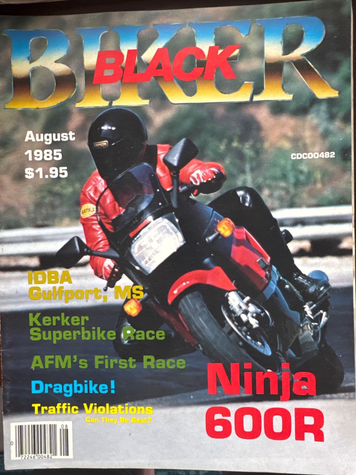 Vintage Black Biker Magazine August 1985 Kerker Superbike, Dragbike, Ninja, AFM