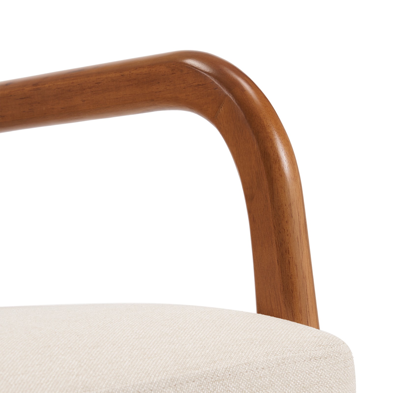 High Back Solid Wood Armrest Backrest Iron Frame Linen Indoor Leisure Chair Off