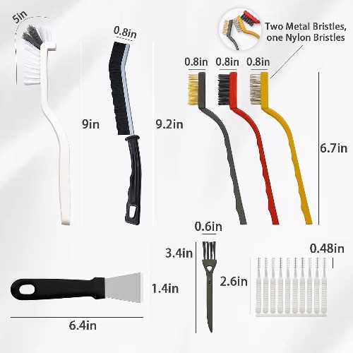 20-Piece Crevice Cleaning Brush Set with Precision Brushes, Scraper and Shower C
