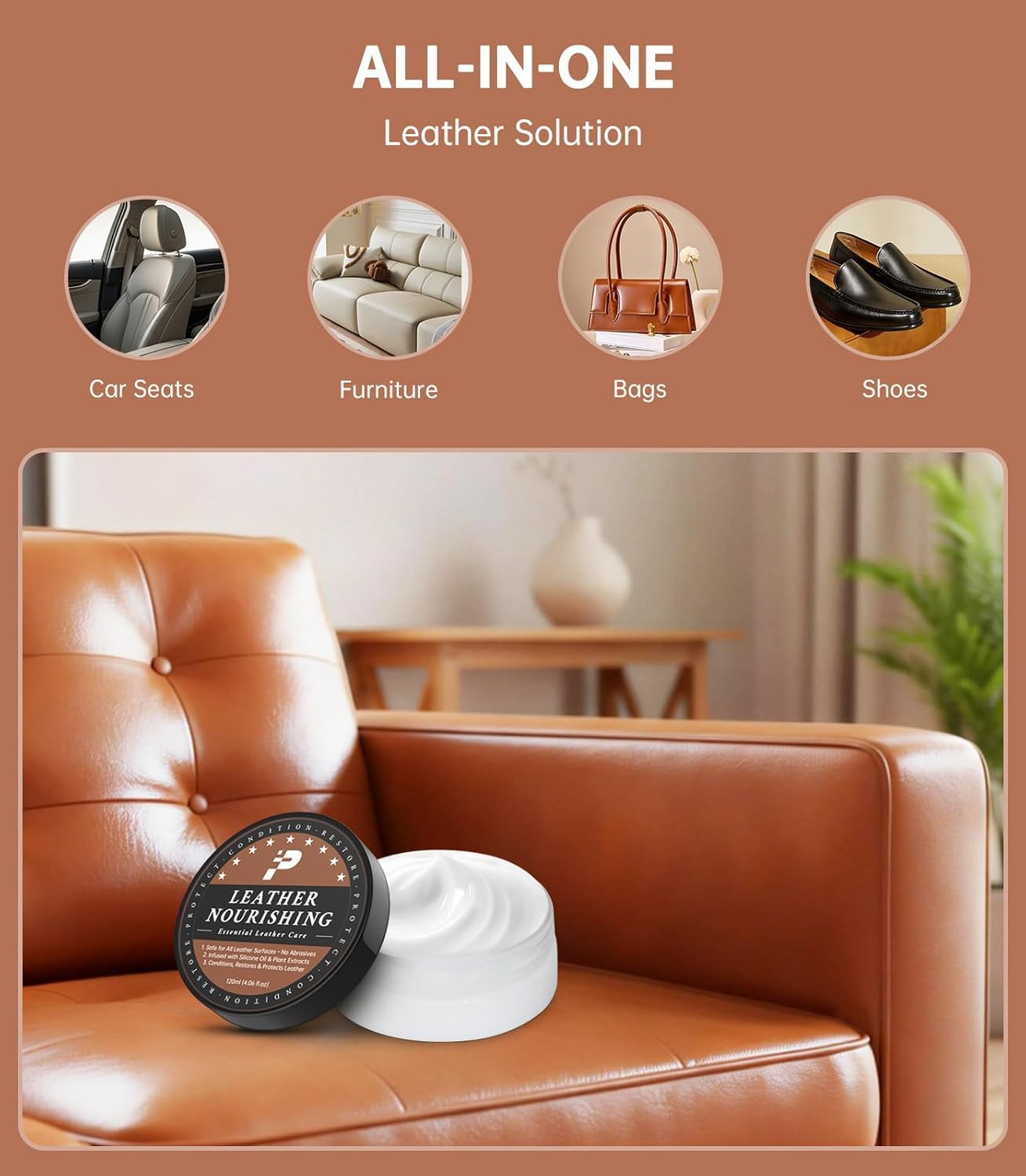 Leather Conditioner 2 Pack All-In-One Care Treatment Couch Sofa Furniture Purses