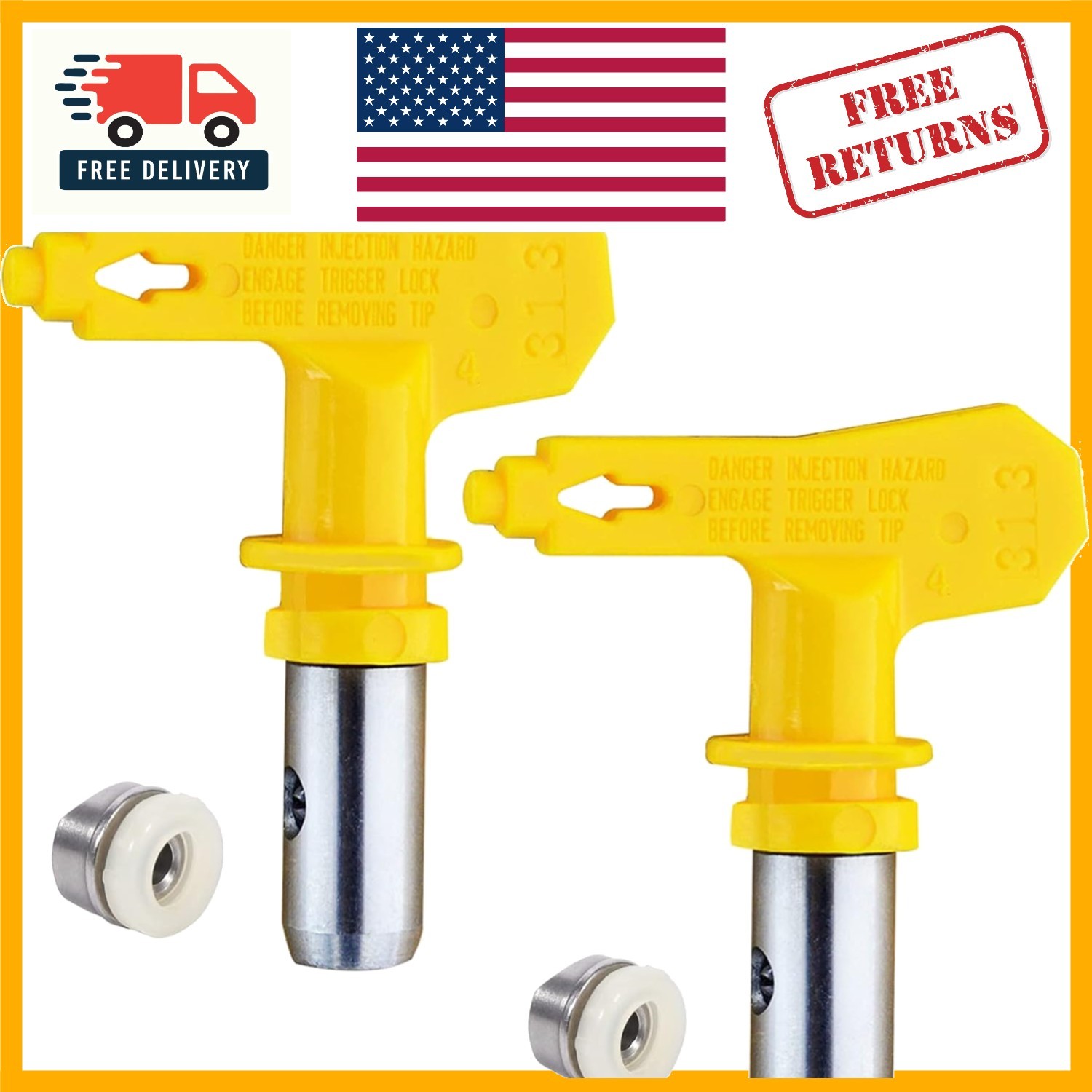 Stainless Steel Reversible Spray Tips for Professional-Grade Painting - 2 Pack