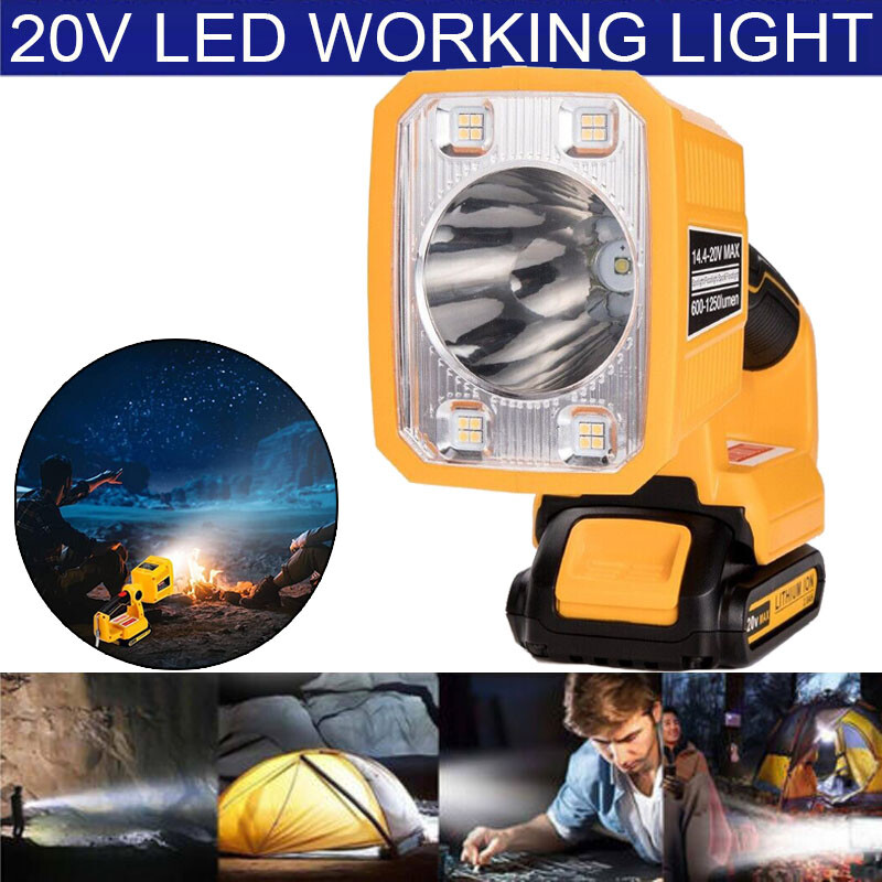 1250LM LED Flashlight Compatible with Dewalt 20V Li-ion Battery 18W Work Light
