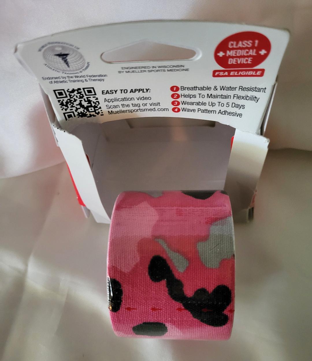 Mueller TYPHOON Kinesiology Tape, 20 Pre-Cut I-Strips Pink Camo