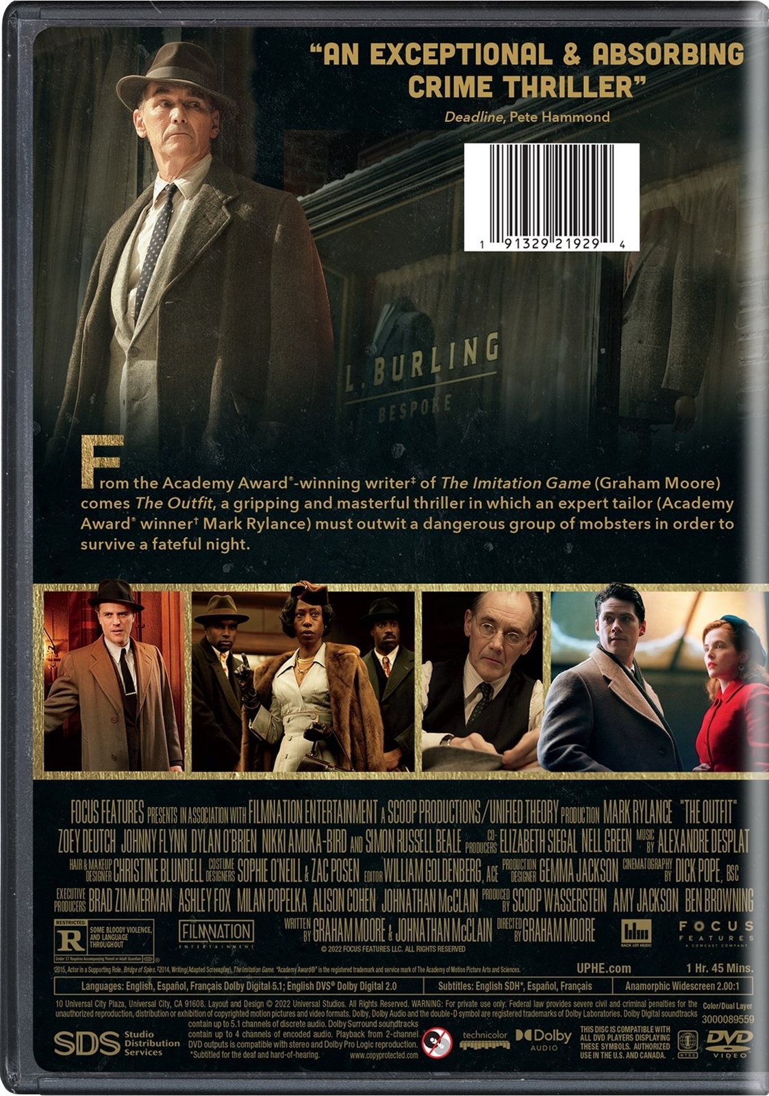 The Outfit DVD Mark Rylance NEW
