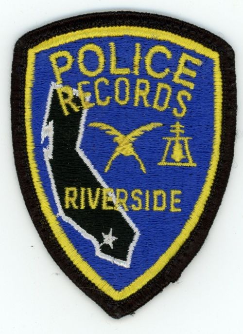 CALIFORNIA CA RIVERSIDE POLICE RECORDS 3 5/8" TALL PATCH SHERIFF
