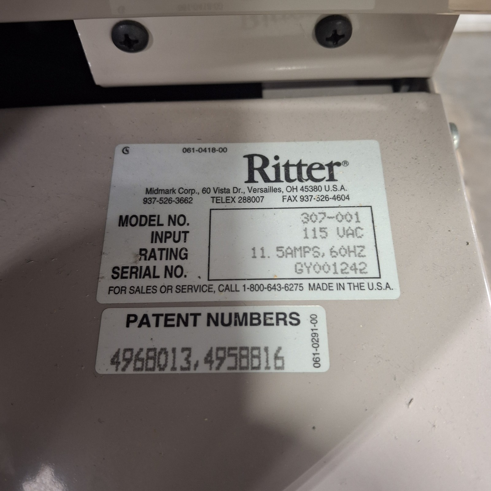 Ritter 307 Exam Table