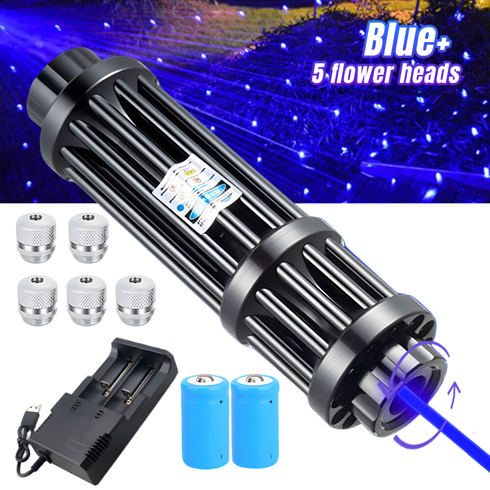 5W High Power Adjustable Blue Burning Laser Pointer Visible Dot Torch Light