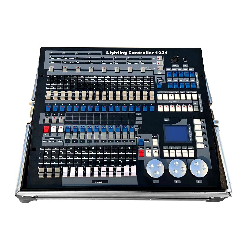 US led stage lighting controller dmx512 1024 light controller desk/flight case