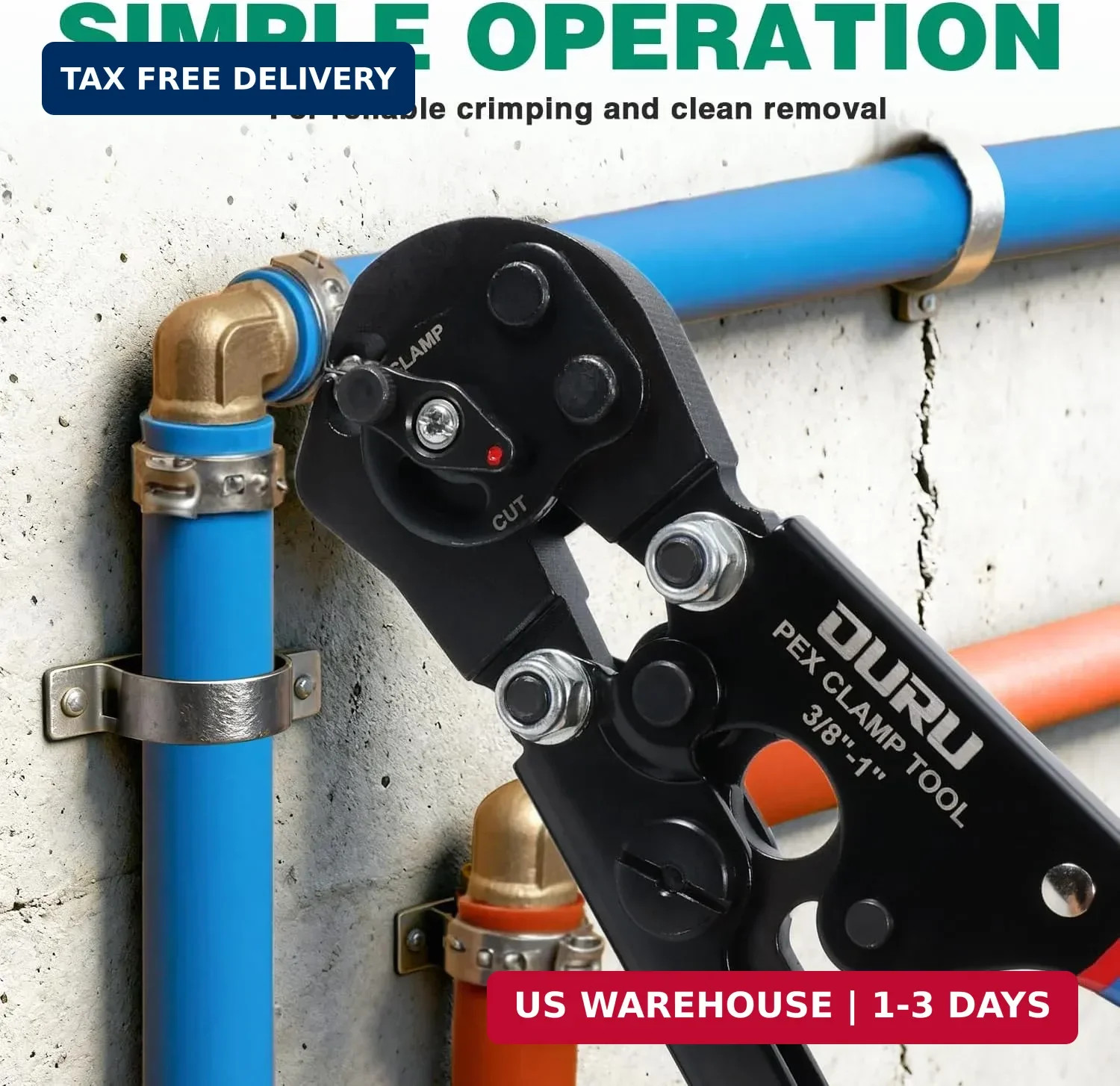 2 IN 1 Ratchet Pex Crimping Tool Cinch and Remove Combo Function Pex Pipe Crimp