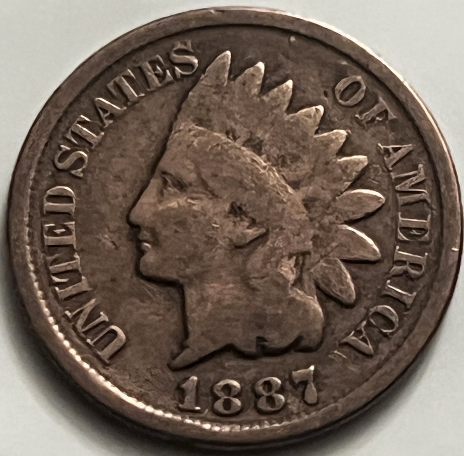 1887 Indian Head Cent — Sharp Detail Both Sides — Circulated Copper BN743