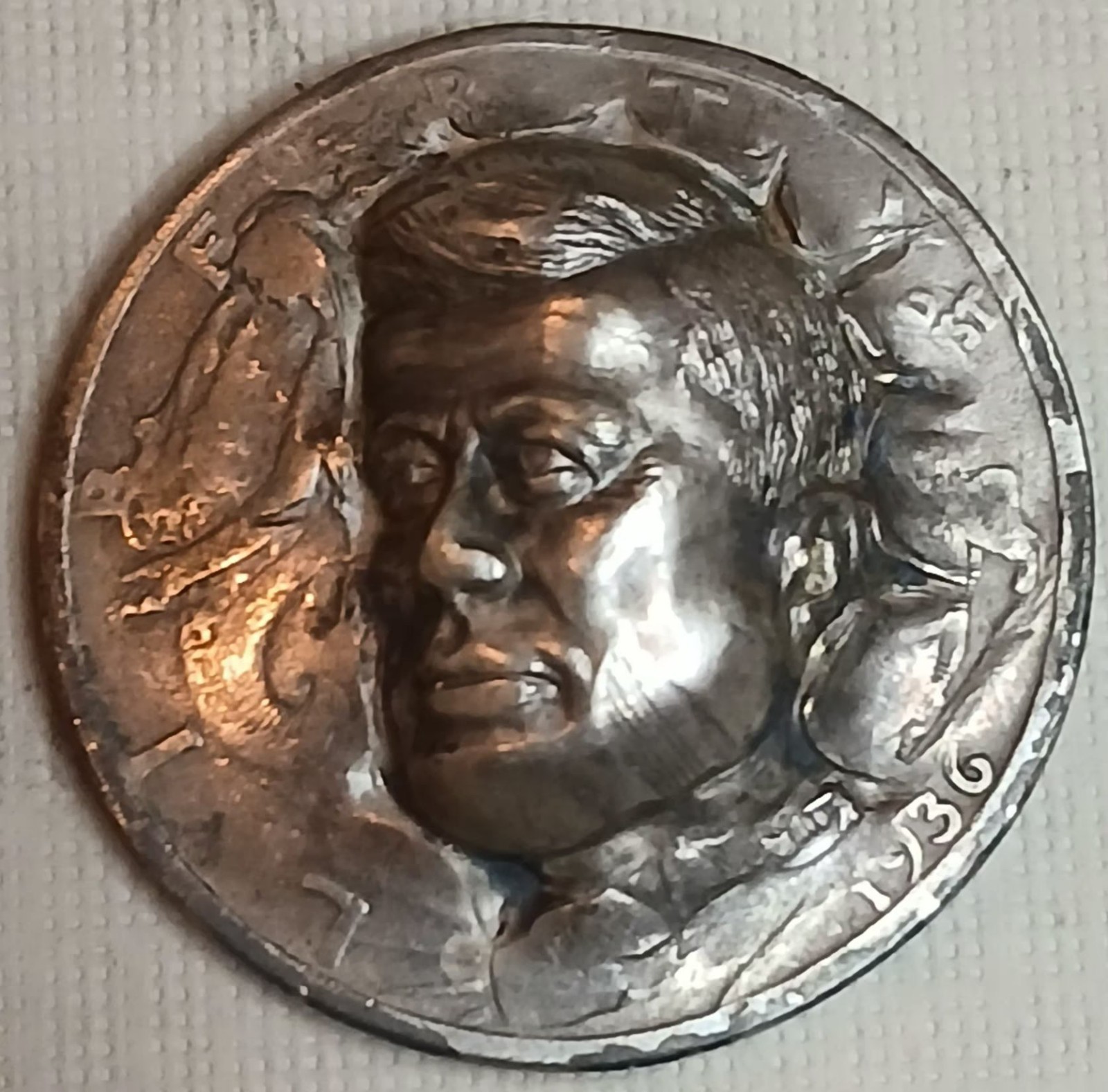 1936 John F Kennedy 3D Pop-Out Push-Out on 90% Walking Liberty Silver 1/2 Dollar