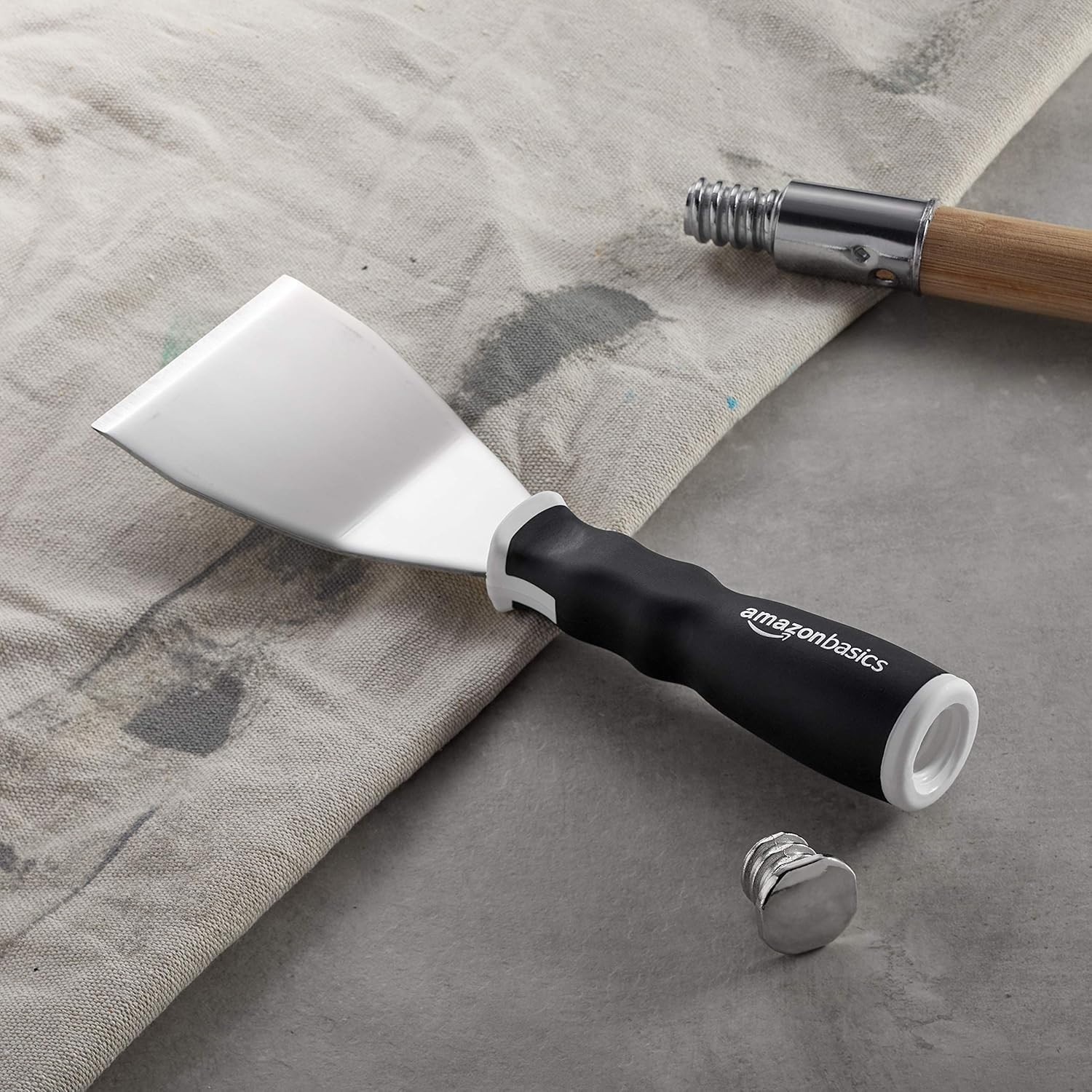 Amazon Basics Soft Grip Bent Scraper 3" with Pole Socket & Hammer End for Paint