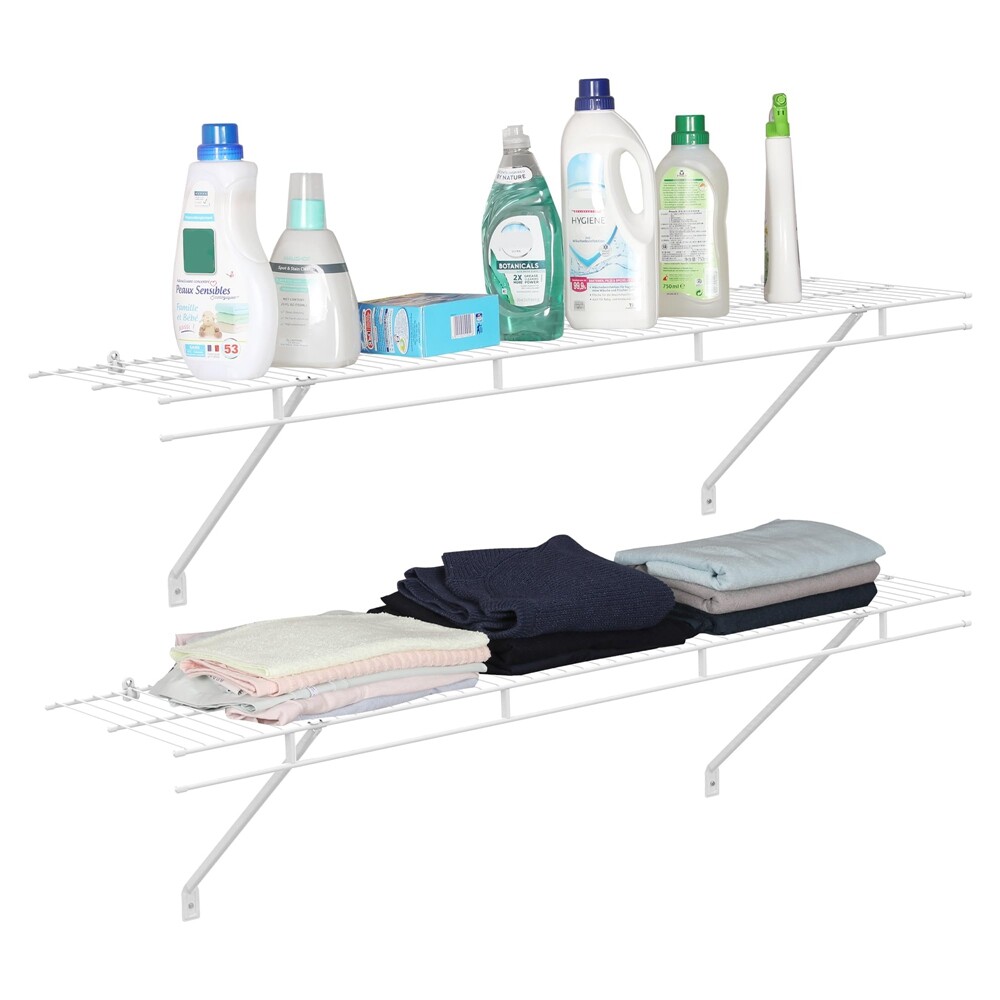 HAUSHOF 4 ft x 12in Closet Shelves Wall Mounted 2-Pack for Laundry Room Closet