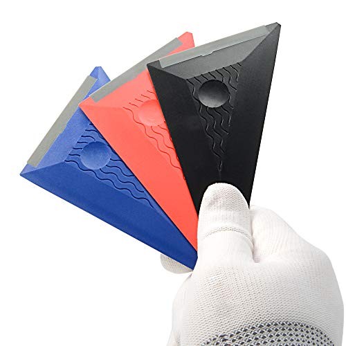 3 PCS Window Tint Triangle Squeegee with Silicone Edge, Different Hardness