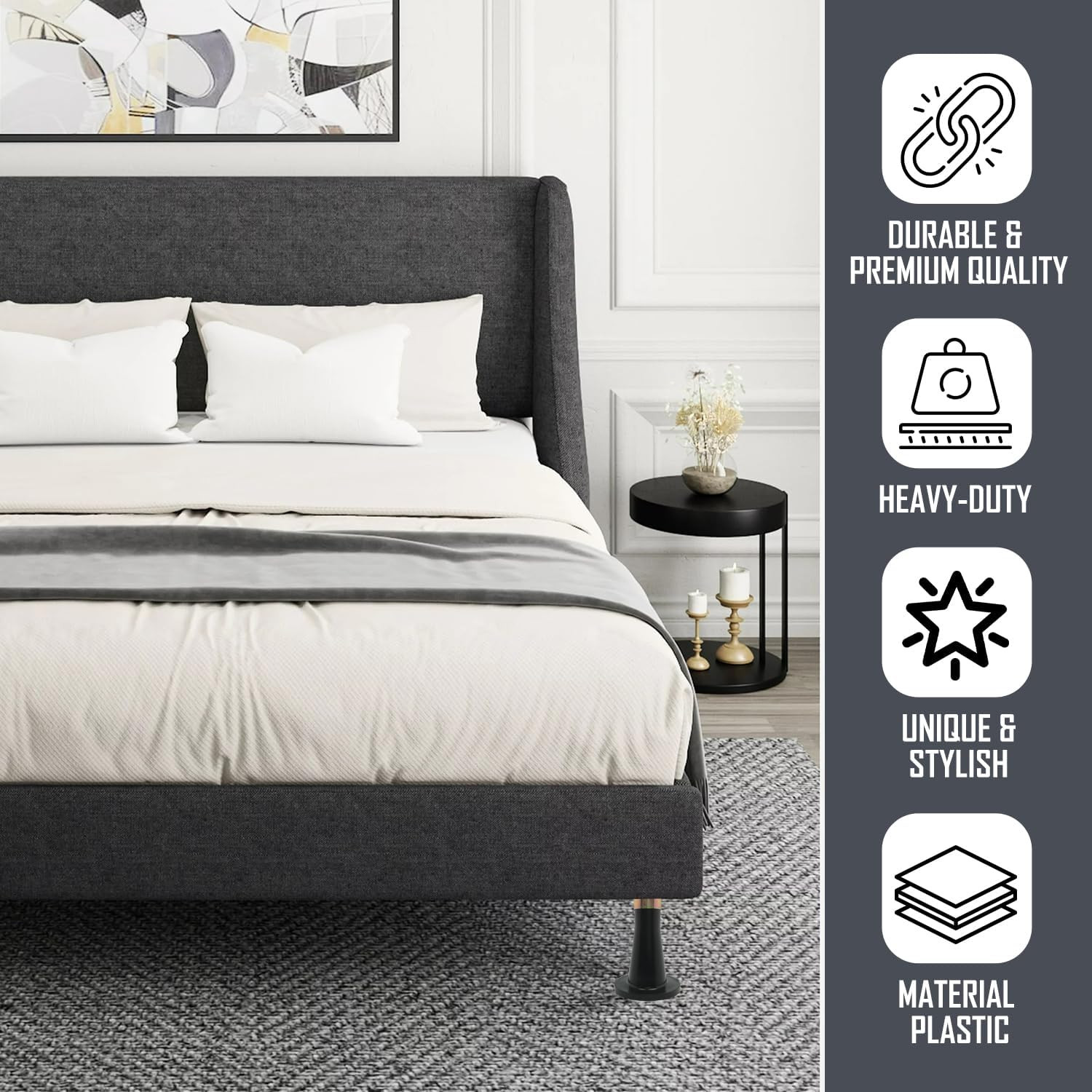 - Plastic Bed Frame Glide Legs - Bed Frame Leg Feet to Replacement Wheels - Set