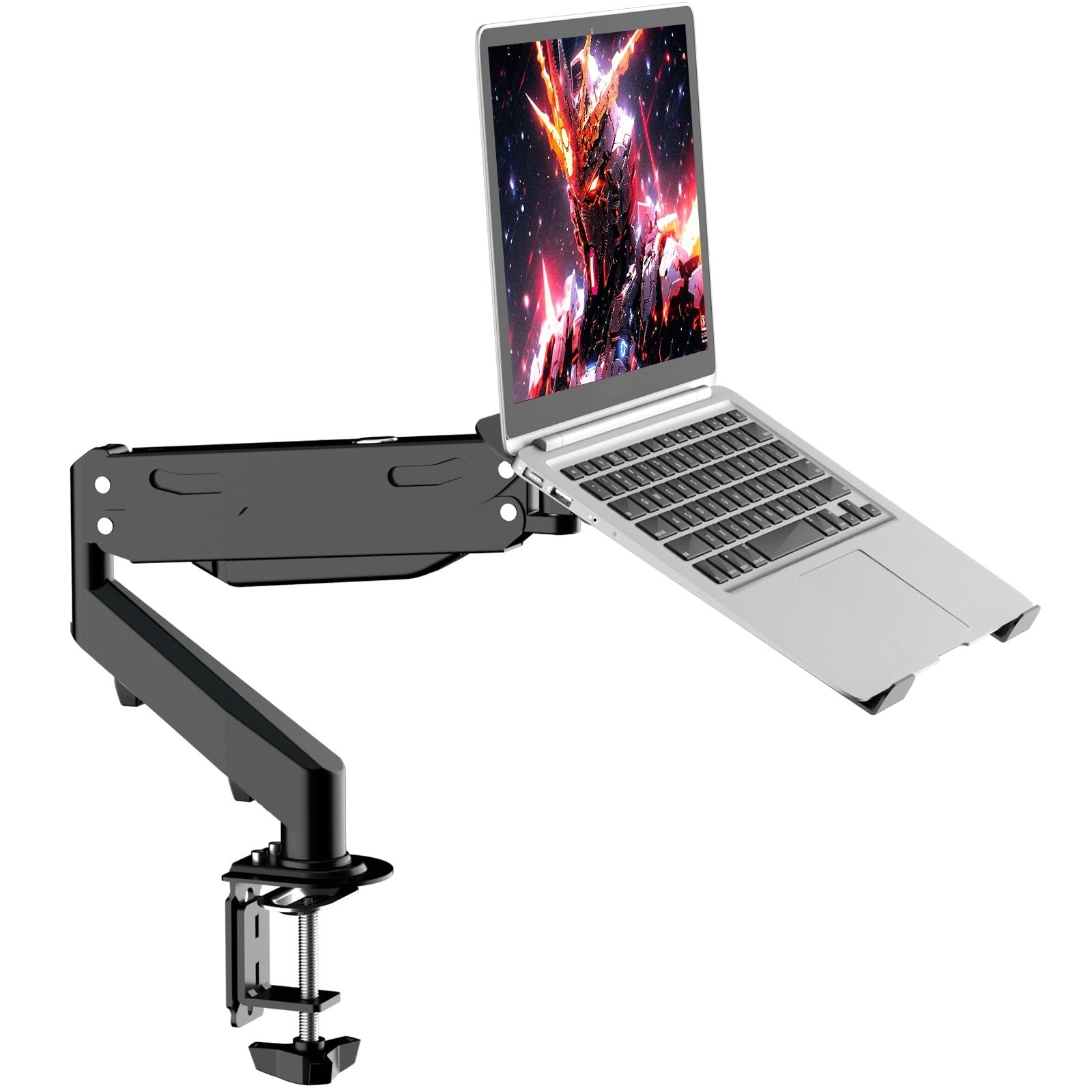 Pholiten 2 in 1 Laptop Desk Mount with Gas Spring Arm, Monitor Laptop Stand f...