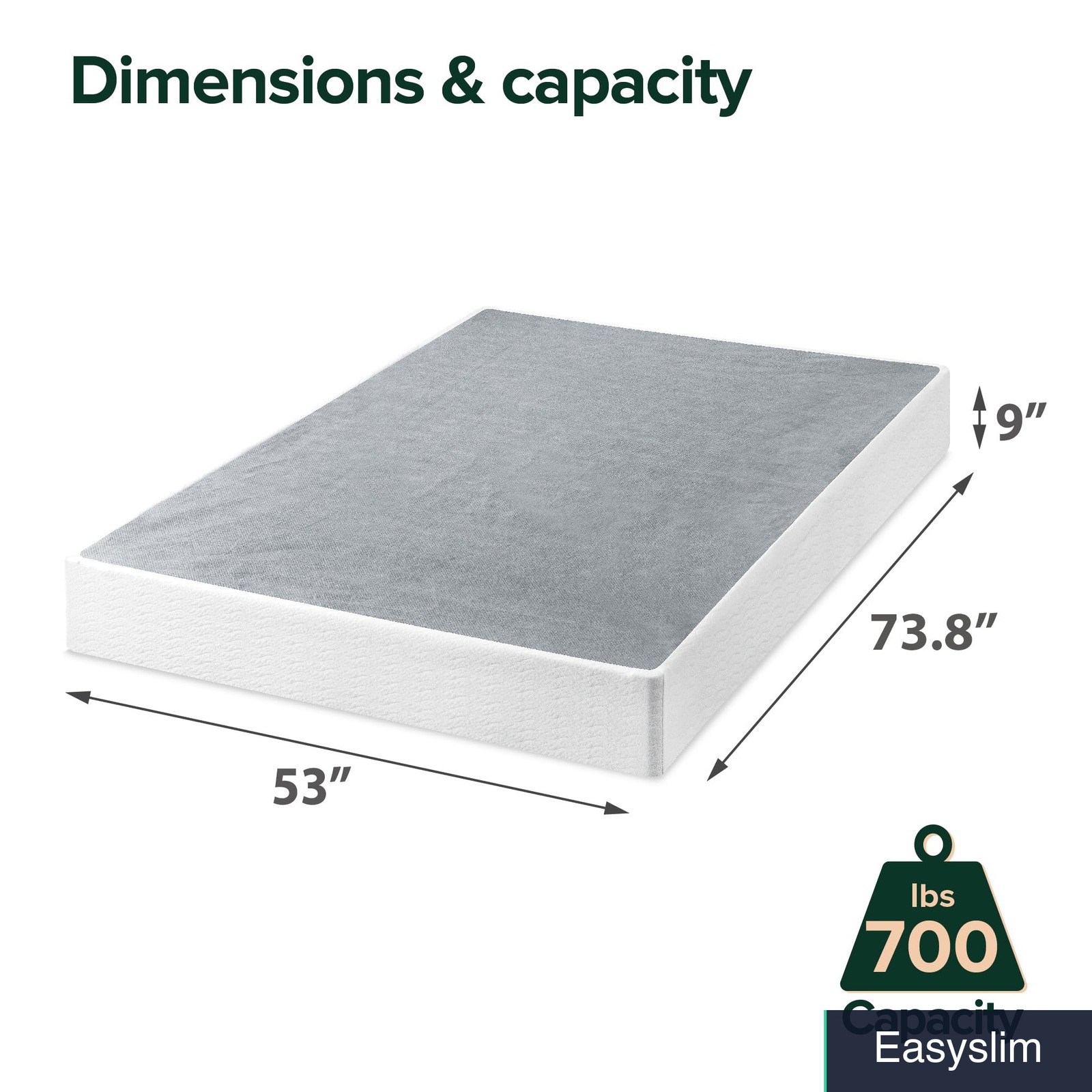 Box Spring Full Size 9 Inch Metal Quick Assembly 700 lb Capacity