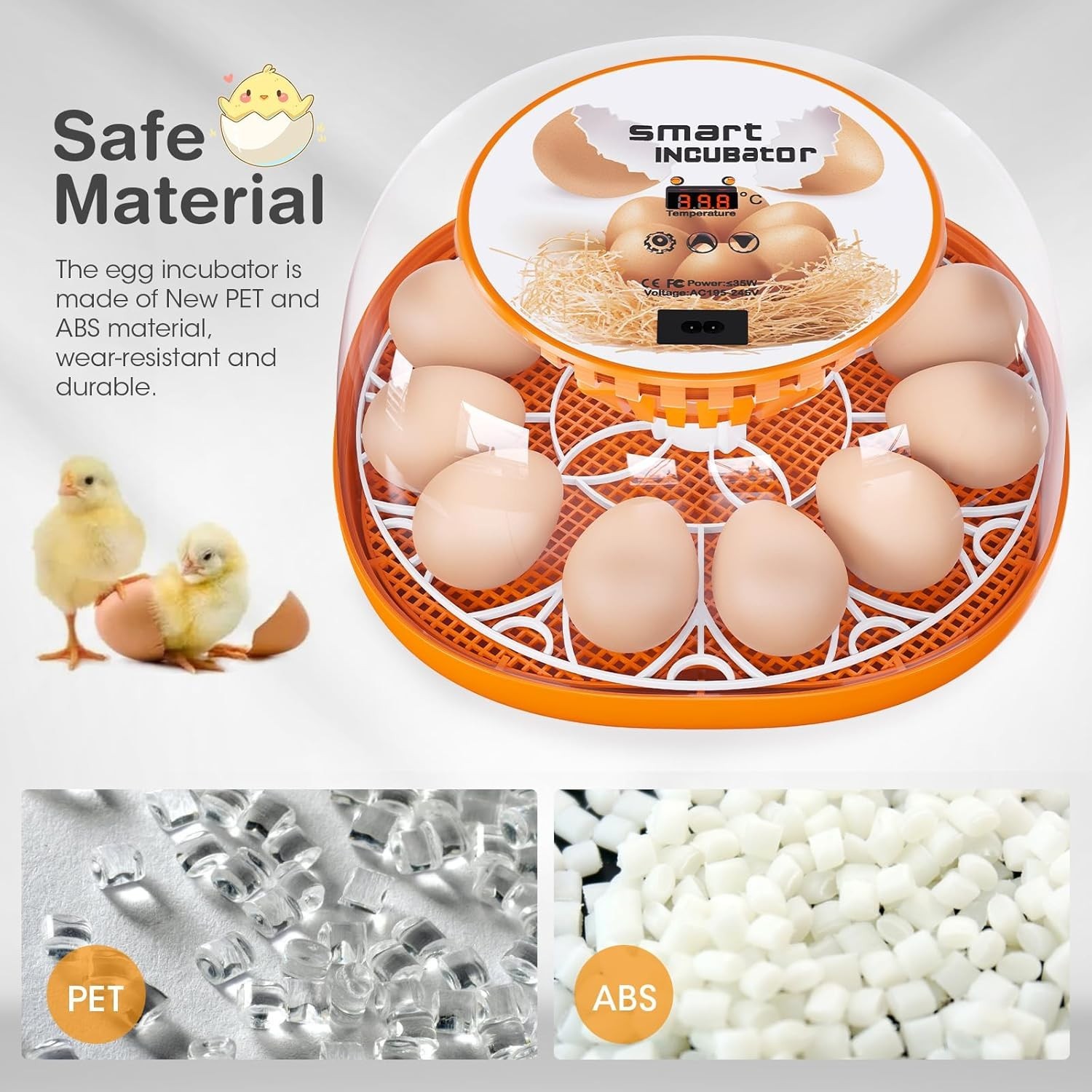 Compact 12 Egg Incubator - Automatic Egg Turning & Heated Stable Environment