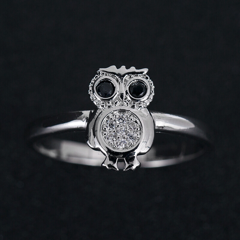 Cute Owl Ring For Valentine Gift 1.85 Ct CZ Classy Gorgeous Ring Silver Plated