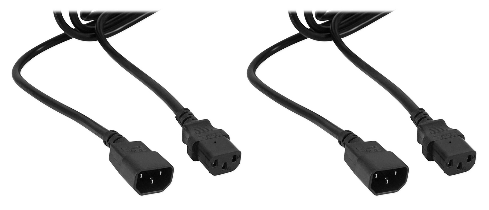 (2) Rockville RCN16-10 Foot IEC Male to Female Power Link Cables For Lights