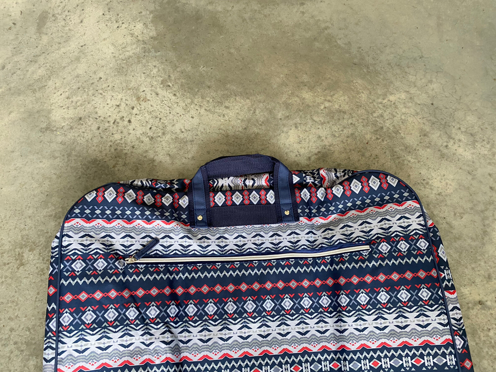 Red Blue Grey Patterned Large Luggage Bag 24” x 20” / A18